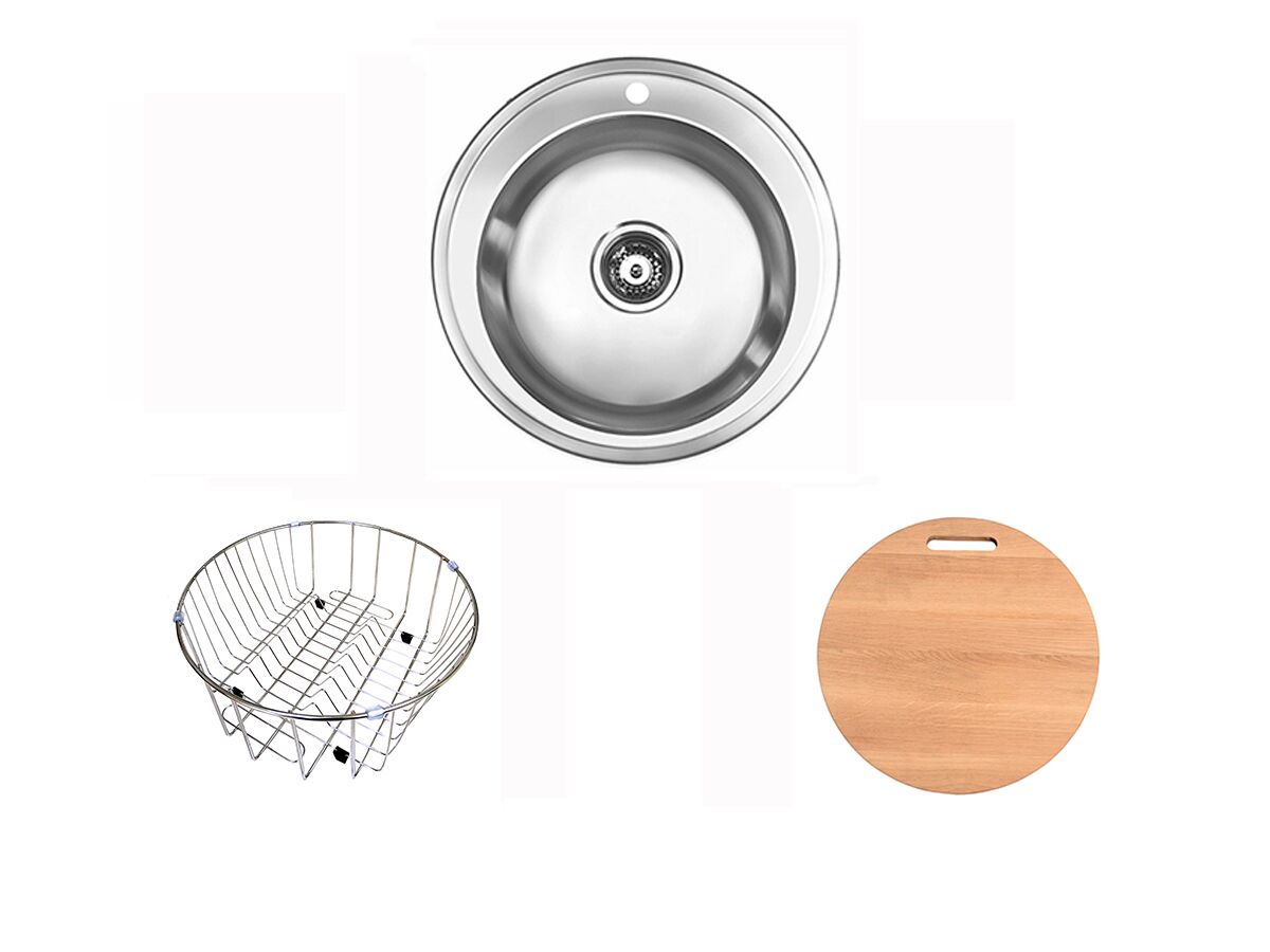 Posh Solus Round Inset/Undermount Sink Pack 1 Taphole 500mm Stainless Steel