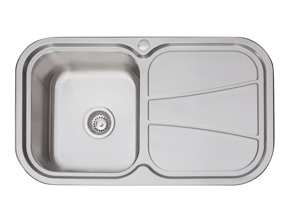 AFA Flow Single Bowl Undermount/Inset Sink Left Hand Bowl 1 Taphole with Quick-Fit Clips 838mm x 490mm Stainless Steel