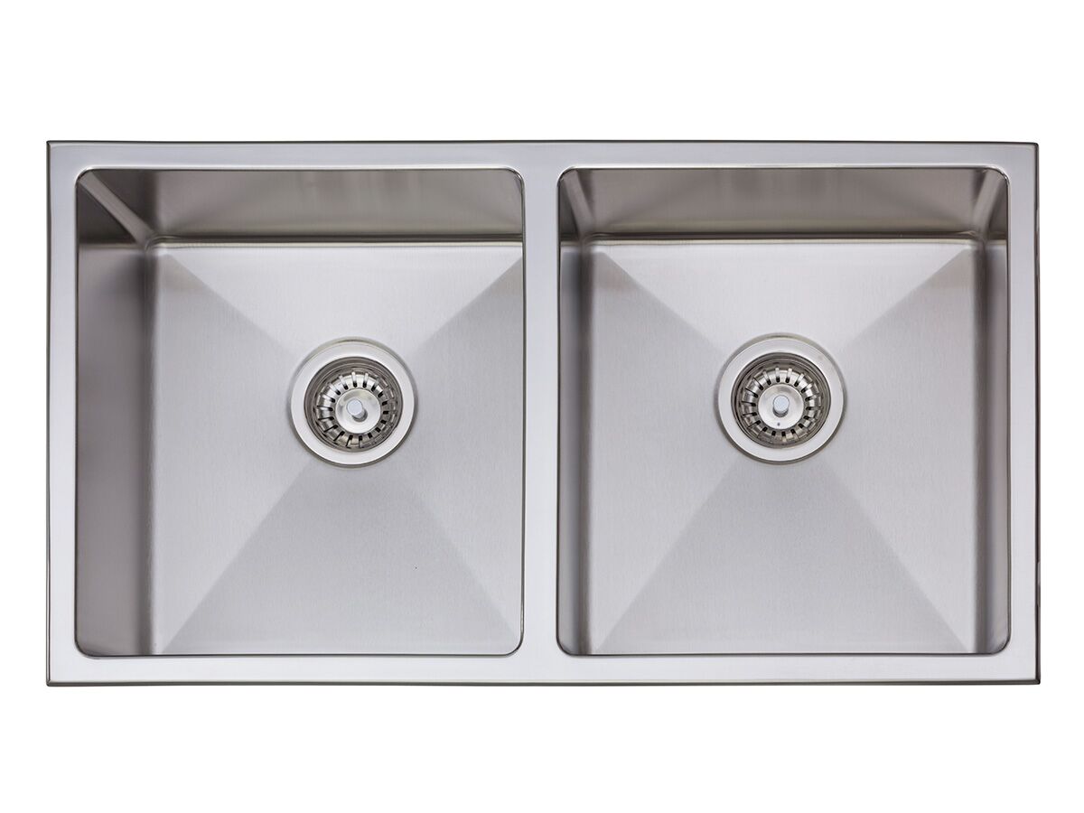 AFA Exact Double Bowl Inset/Undermount Sink No Taphole with Quick-Fit Clips 792mm Stainless Steel