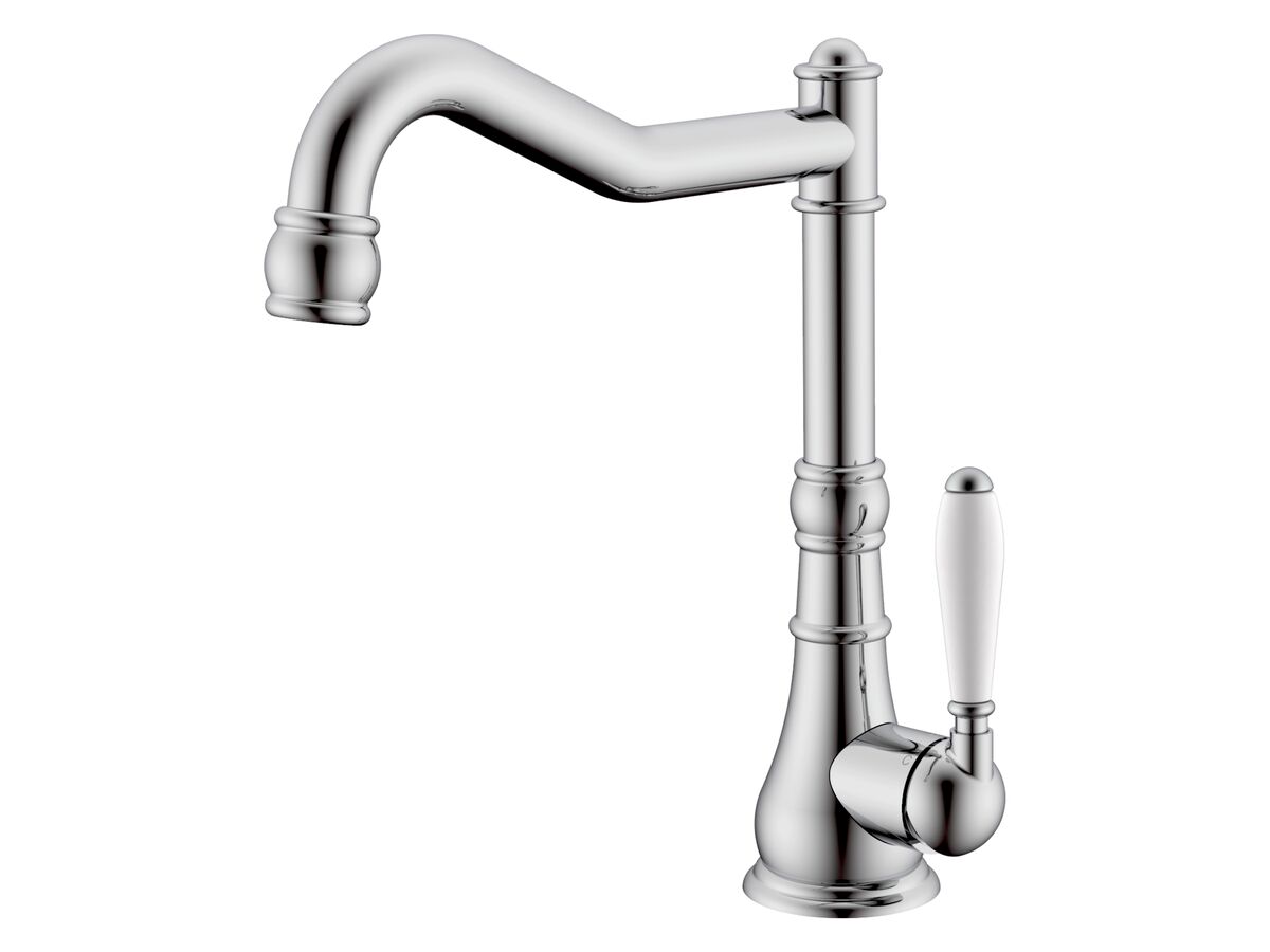 Milli Voir English Sink Mixer Tap Large Porcelain Handle Chrome (4 Star)