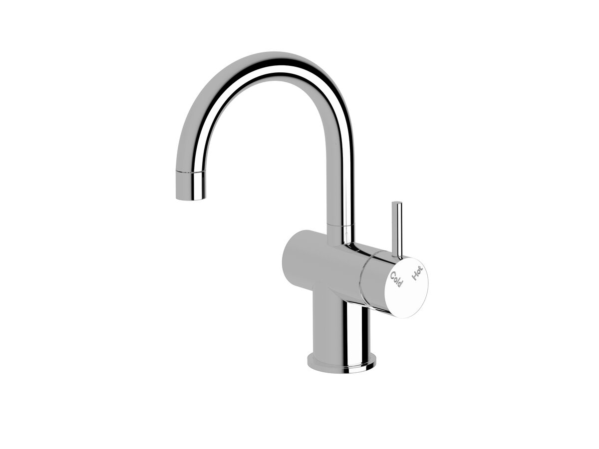 Sussex Scala Basin / Sink Mixer Tap Small Curved Left Hand Chrome (4 Star)