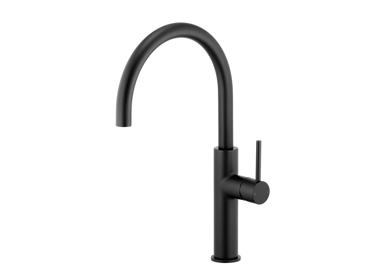 Mizu Drift Gooseneck Sink Mixer Curve Matte Black (5 Star)