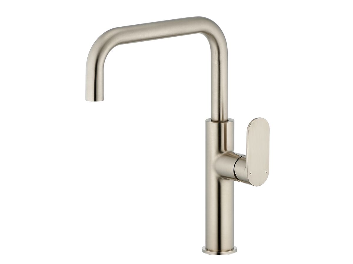 Mizu Soothe MK2 Gooseneck Sink Mixer Tap Square Brushed Nickel (5 Star)