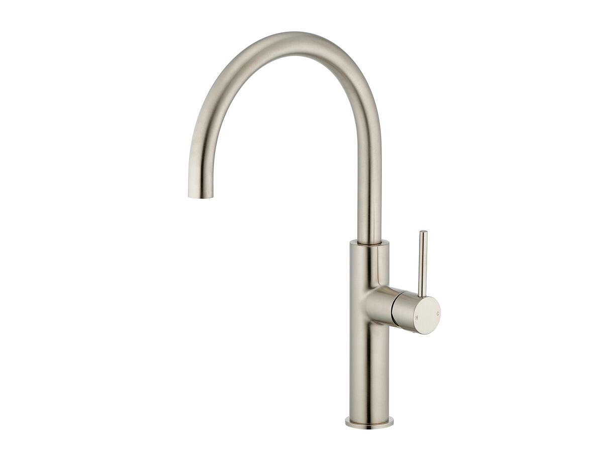 Mizu Drift Gooseneck Sink Mixer Curve Brushed Nickel (5 Star)