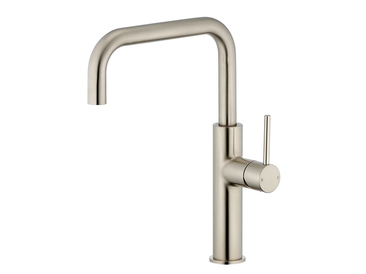 Mizu Drift Gooseneck Sink Mixer Tap Square Brushed Nickel (5 Star)