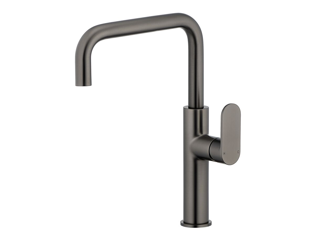 Mizu Soothe MK2 Gooseneck Sink Mixer Tap Square Brushed Gunmetal (5 Star)