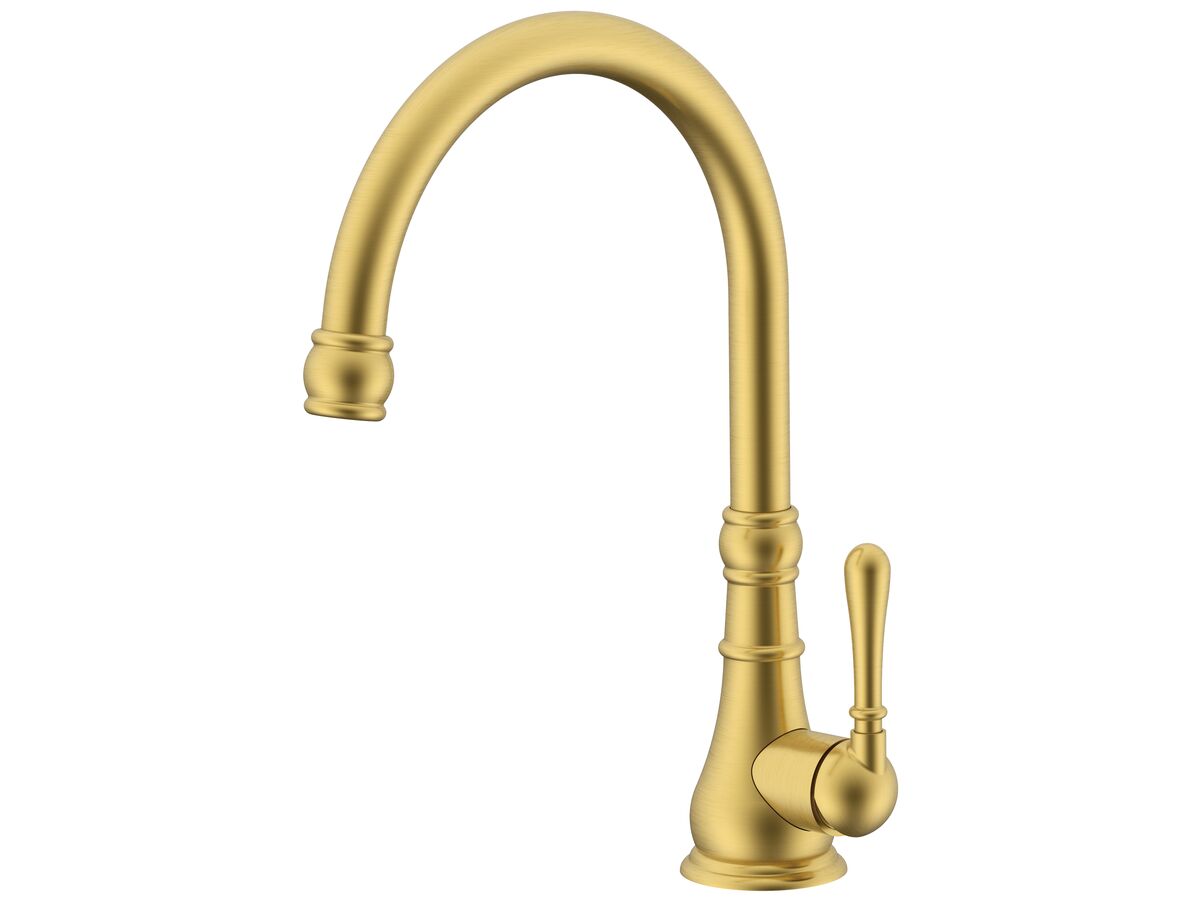 Milli Voir Gooseneck Sink Mixer Brushed Gold (4 Star)