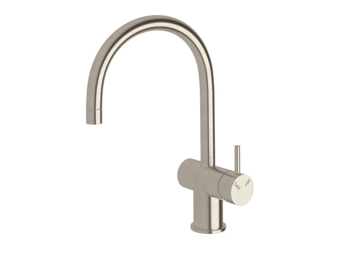 Sussex Scala Mini Sink Mixer Tap Large Curved Spout Right Hand LUX PVD Brushed Oyster Nickel (5 Star)