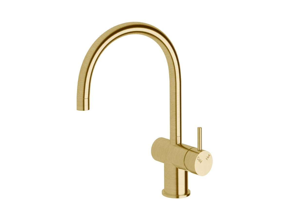 Sussex Scala Sink Mixer Tap Large Curved Spout Right Hand LUX PVD Brushed Pure Gold (4 Star)
