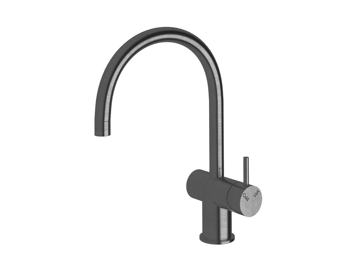 Sussex Scala Sink Mixer Tap Large Curved Spout Right Hand LUX PVD Brushed Smoked Gunmetal (4 Star)