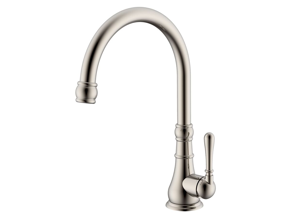 Milli Voir Gooseneck Sink Mixer Tap Large Brushed Nickel (4 Star)