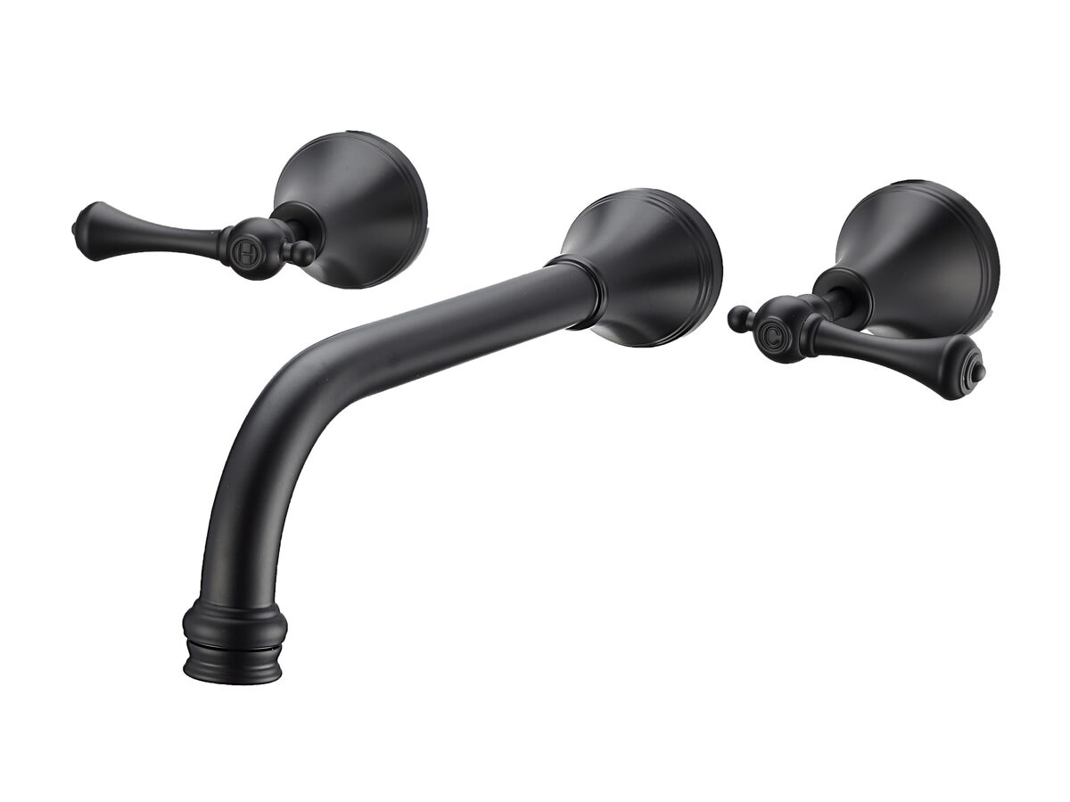 Kado Era Wall Basin Set 250mm Lever Handle Matte Black (5 Star)