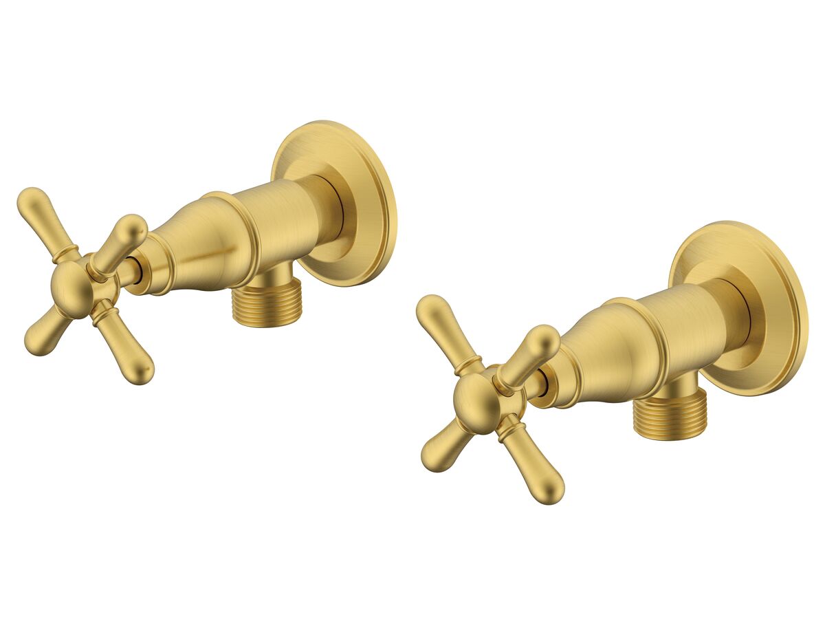 Milli Voir Washing Machine Stops Cross Handles Brushed Gold