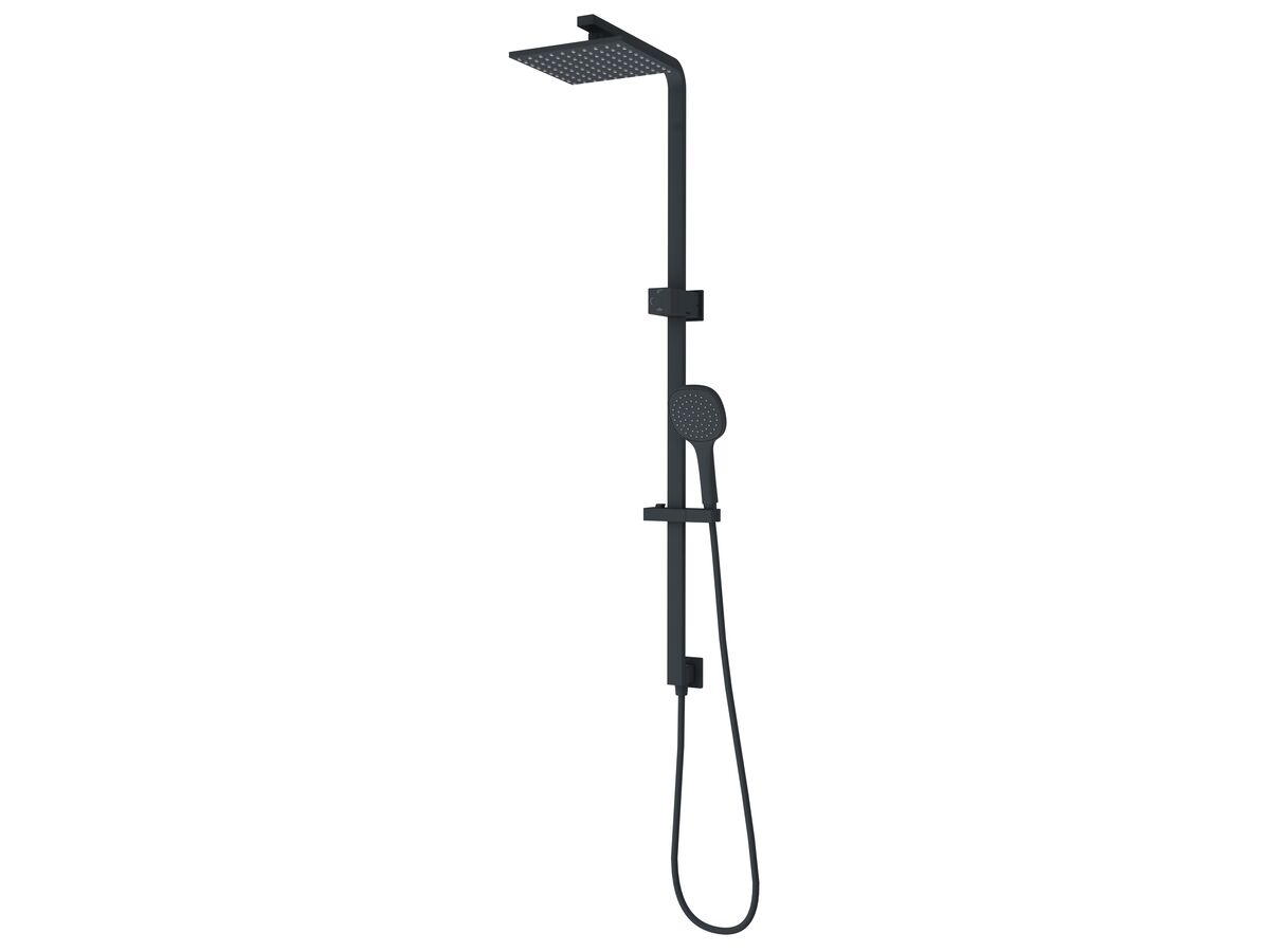 Mizu Bloc MK2 Twin Rail Shower 200mm ABS Overhead with Top Rail Water Inlet Matte Black (3 Star)