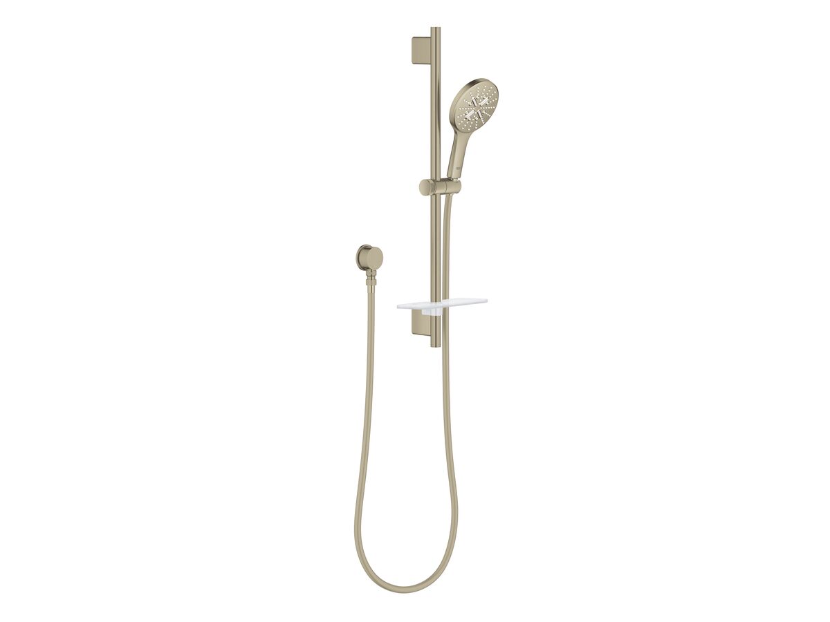 GROHE Rainshower SmartActive Single Rail Shower Round with Wall Water Inlet Brushed Nickel (3 Star)