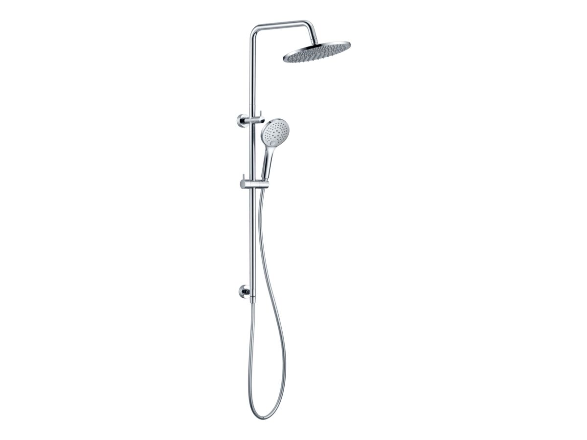 Mizu Drift Twin Rail Shower and 300 Brass Overhead with Top Rail Water Inlet Chrome (3 Star)