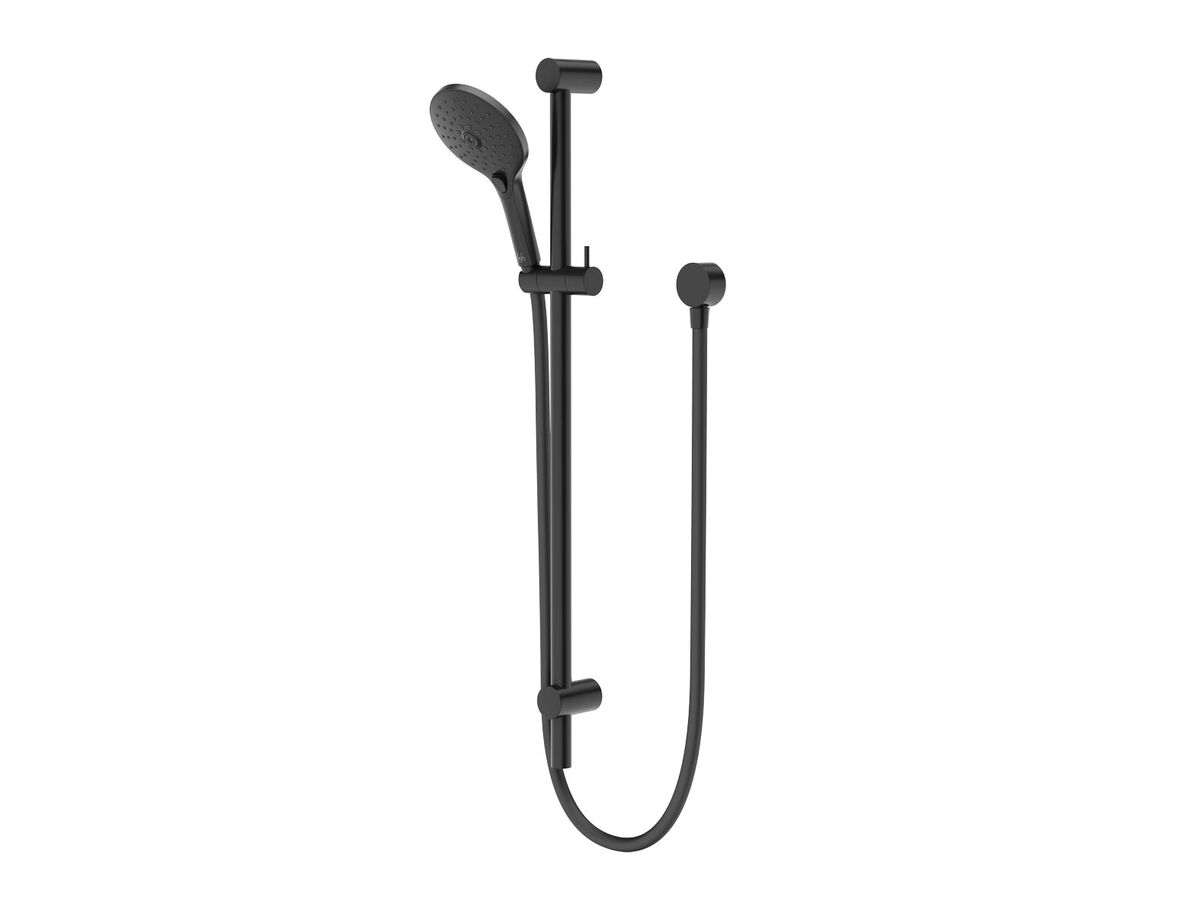 Posh Domaine Brass Single Rail Shower 3 Functions with Wall Water Inlet Matte Black (4 Star)