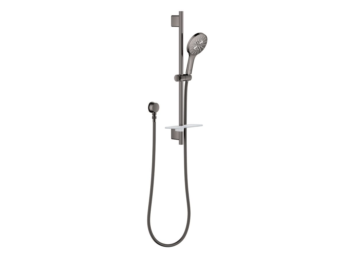 GROHE Rainshower SmartActive Single Rail Shower Round with Wall Water Inlet Hard Graphite (3 Star)