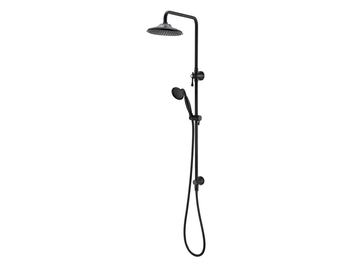 Kado Era Twin Rail Shower with Top Rail Water Inlet Lever Handle Matte Black (4 Star)