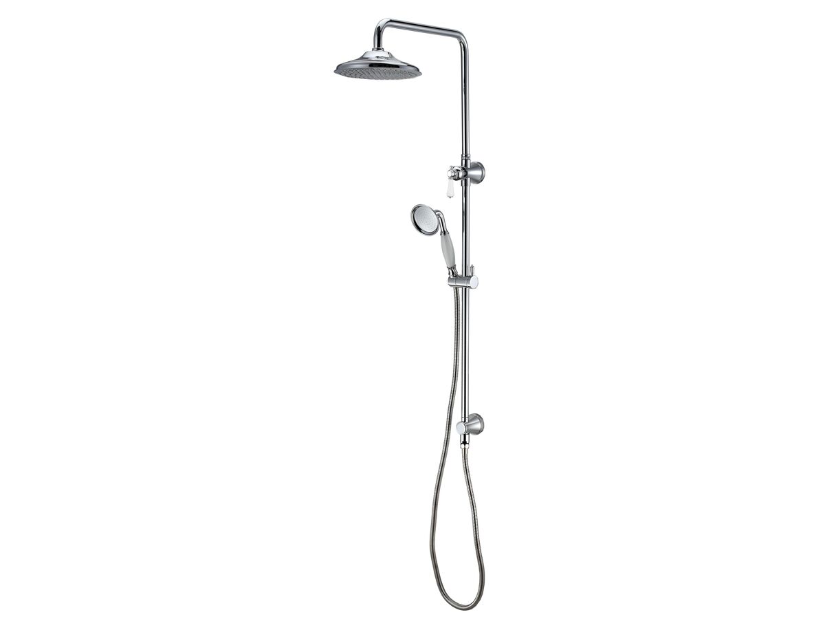 Kado Era Twin Rail Shower with Top Rail Water Inlet Lever Porcelain Handle Chrome (4 Star)