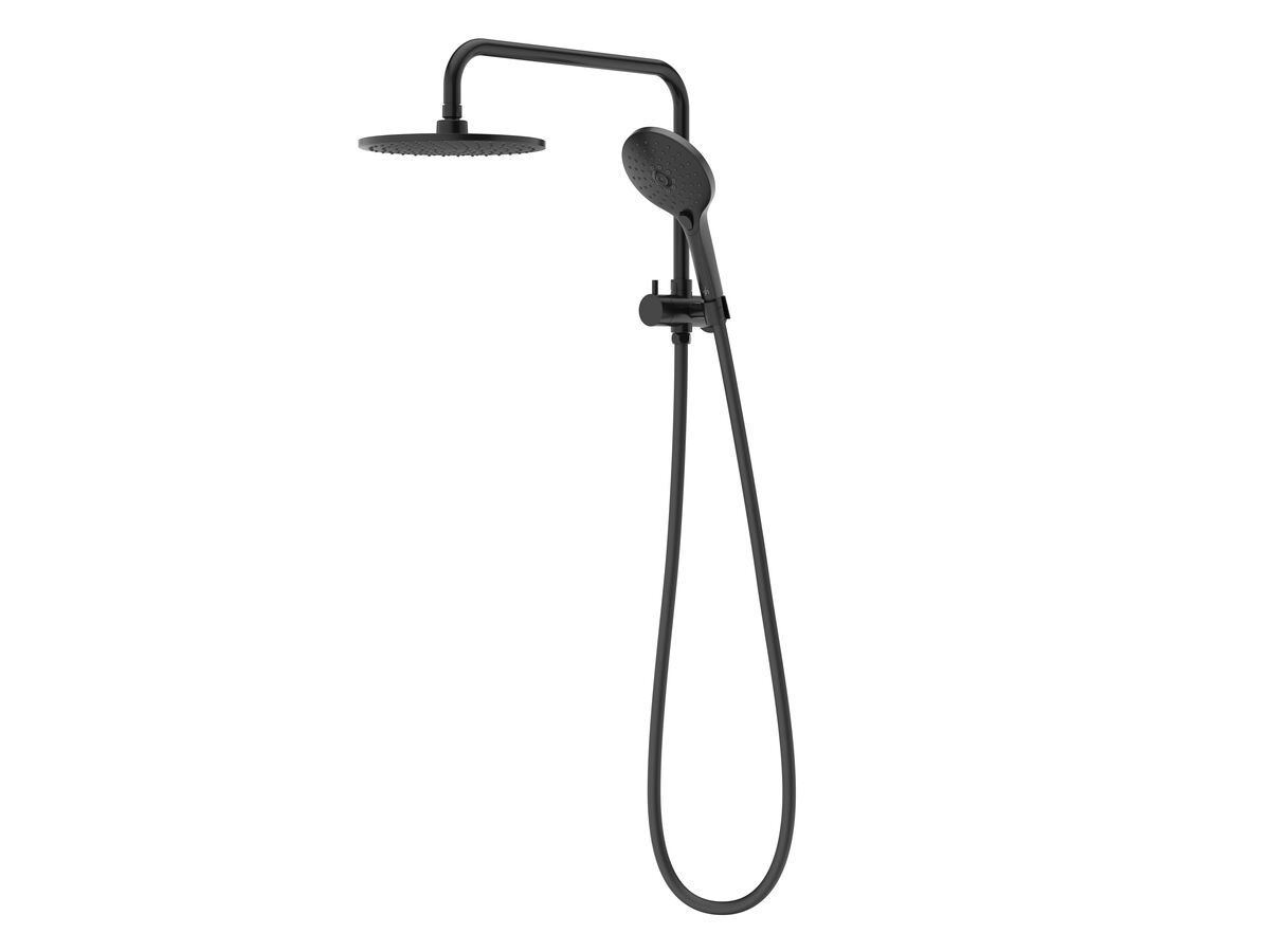 Posh Domaine Short Twin Shower with Bottom Rail Water Inlet Matte Black (3 Star)