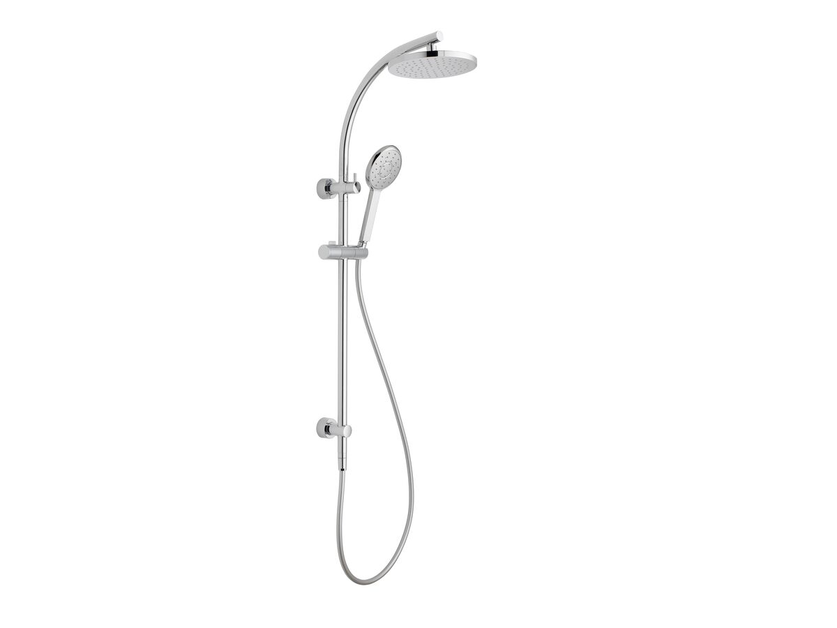 Nikles Pearl Curve Twin Shower with Top Rail Water Inlet 200 Round Overhead Chrome (4 Star)