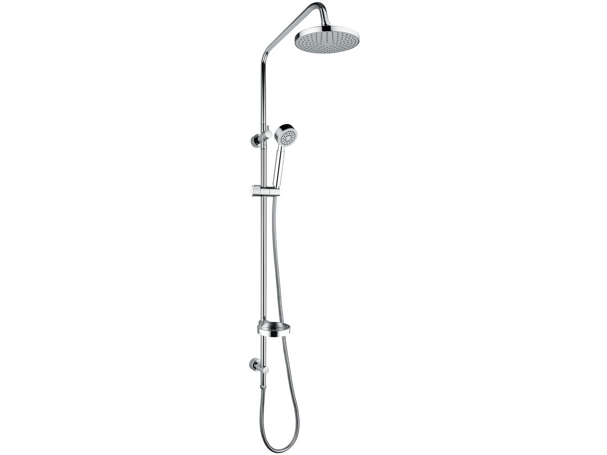 Base Twin Rail Shower with 180mm ABS Overhead with Top Rail Water Inlet Chrome (3 Star)