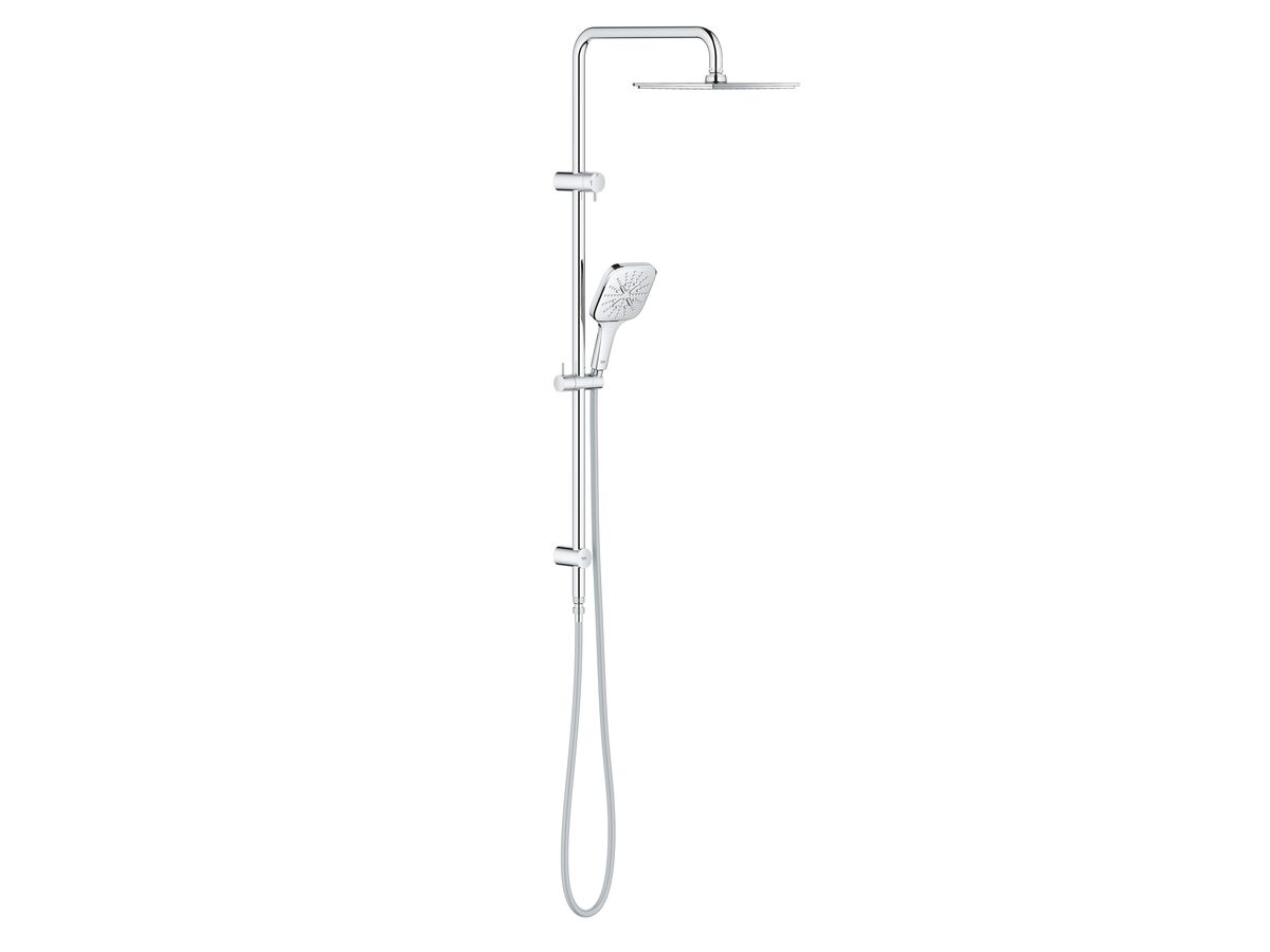 GROHE Rainshower SmartActive Twin Rail Shower Square with Top Rail Water Inlet Chrome (3 Star)