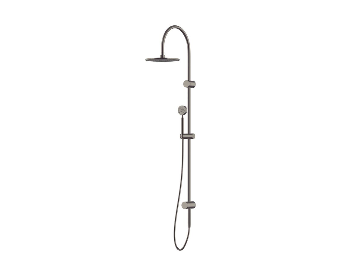 Milli Mood Edit Twin Rail Shower 250mm Curved with Top or Bottom Rail Water Inlet Brushed Gunmetal (3 Star)