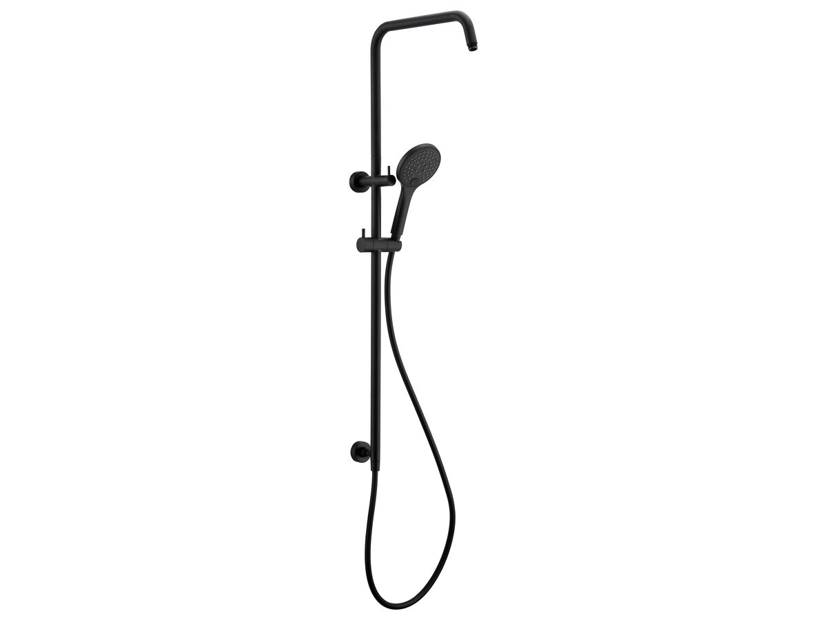 Mizu Drift Twin Rail Shower and 120mm Handshower Only with Top Rail Water Inlet Matte Black (3 Star)