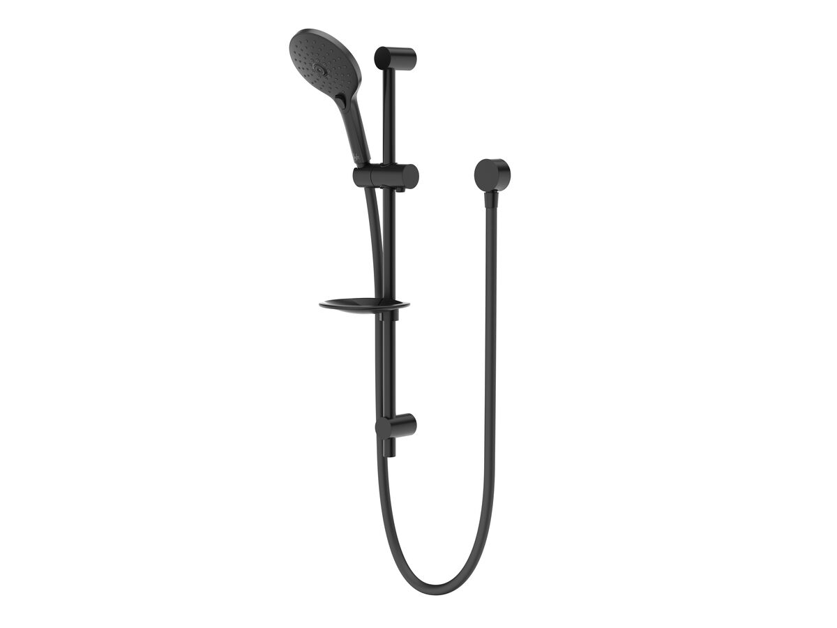 Posh Domaine Single Rail Shower 3 Functions with Wall Water Inlet Matte Black (4 Star)