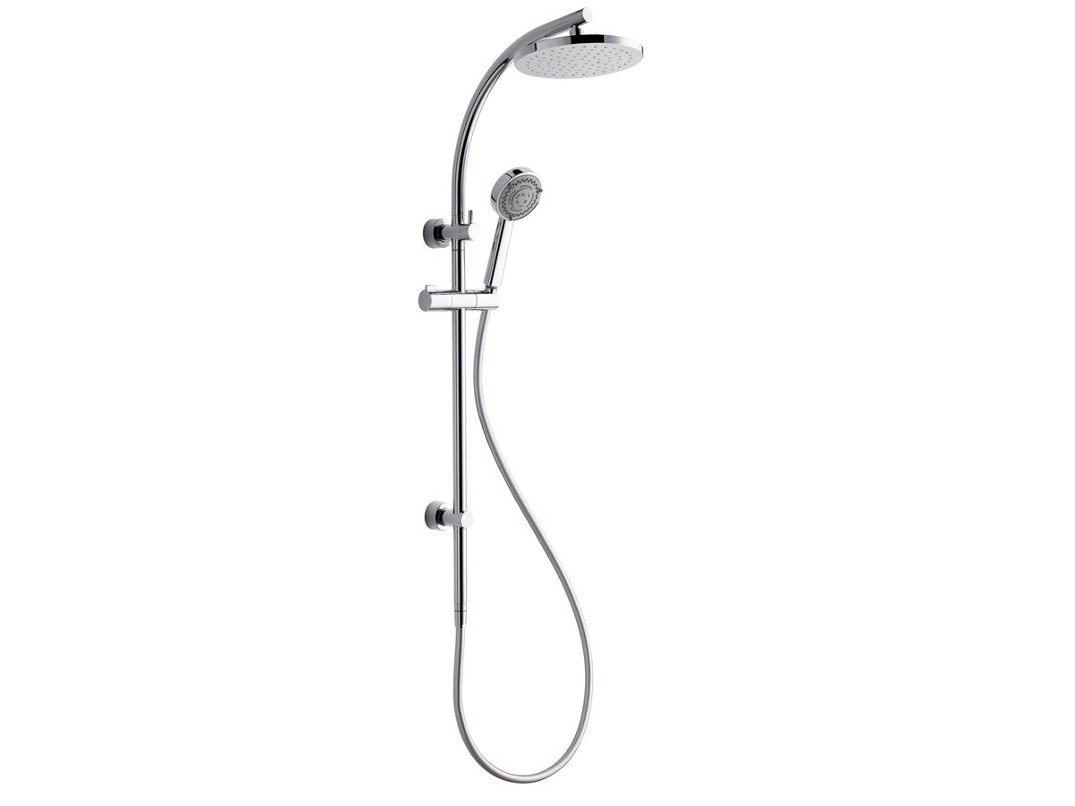 Nikles Fresh Twin Rail Shower 200mm Handpiece with Top Rail Water Inlet Chrome (3 Star)