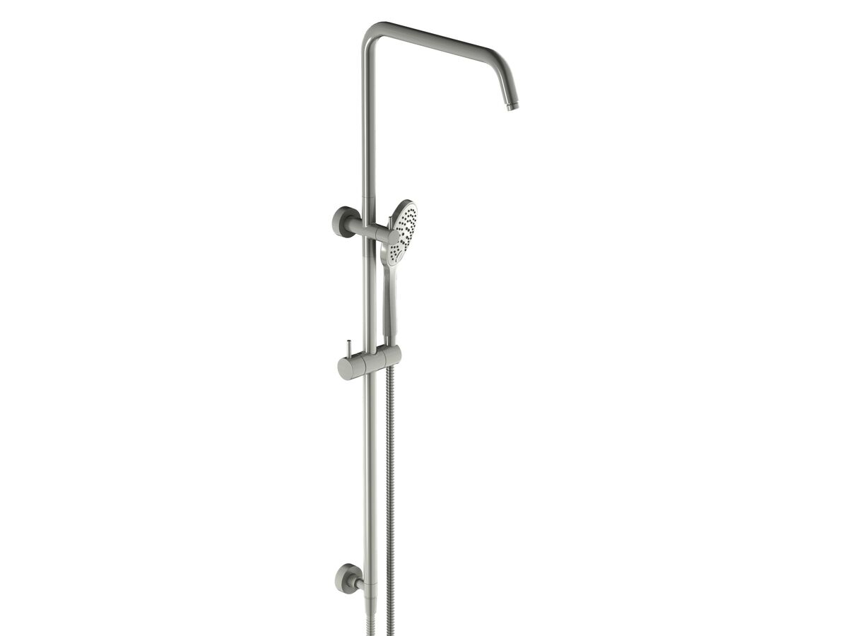 Mizu Drift Twin Rail Shower and 120mm Handshower Only with Top Rail Water Inlet Brushed Nickel (3 Star)