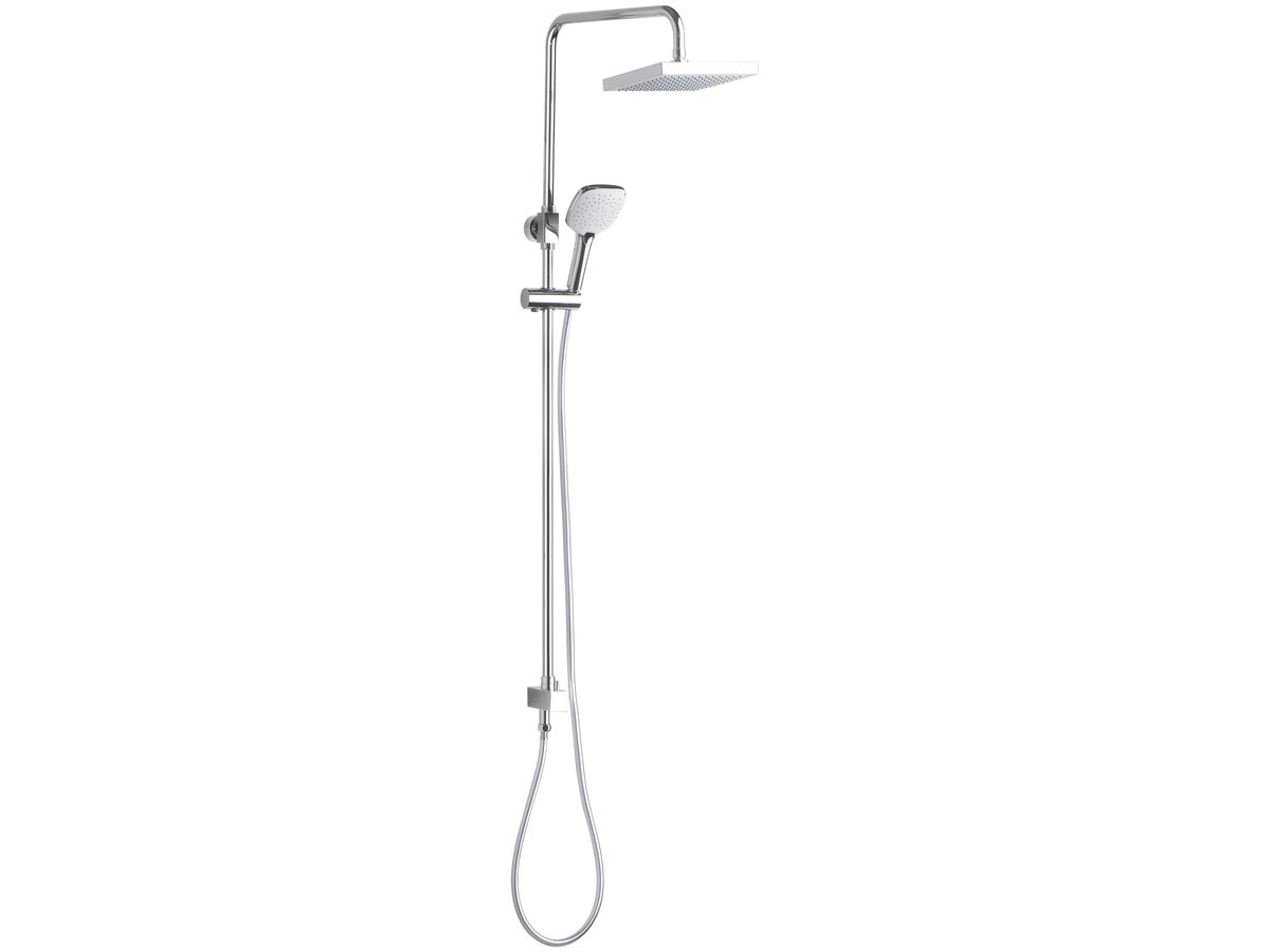 American Standard Cygnet Twin Shower Square with Top Rail Water Inlet 3 Function Chrome (3 Star)