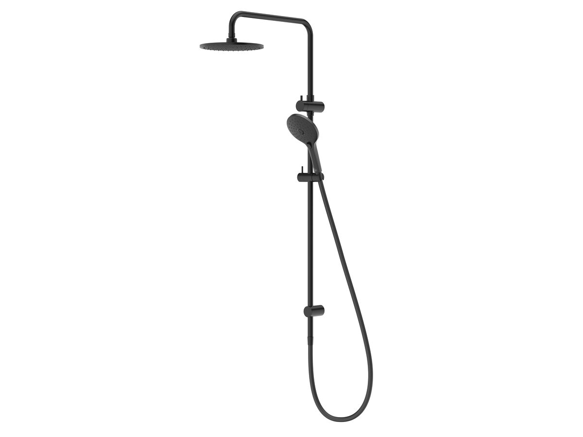 Posh Domaine Twin Rail Shower with Top Rail Water Inlet Matte Black (3 Star)