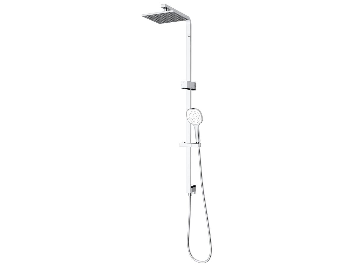 Mizu Bloc MK2 Twin Rail Shower 200mm ABS Overhead with Top Rail Water Inlet Chrome (3 Star)