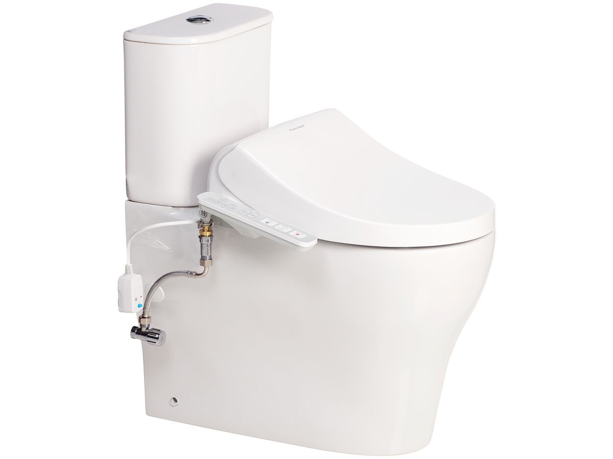 American Standard Cygnet Round Overheight Close Coupled Back to Wall Bottom Inlet Toilet Suite with SpaLet E-Bidet Seat (4 Star)