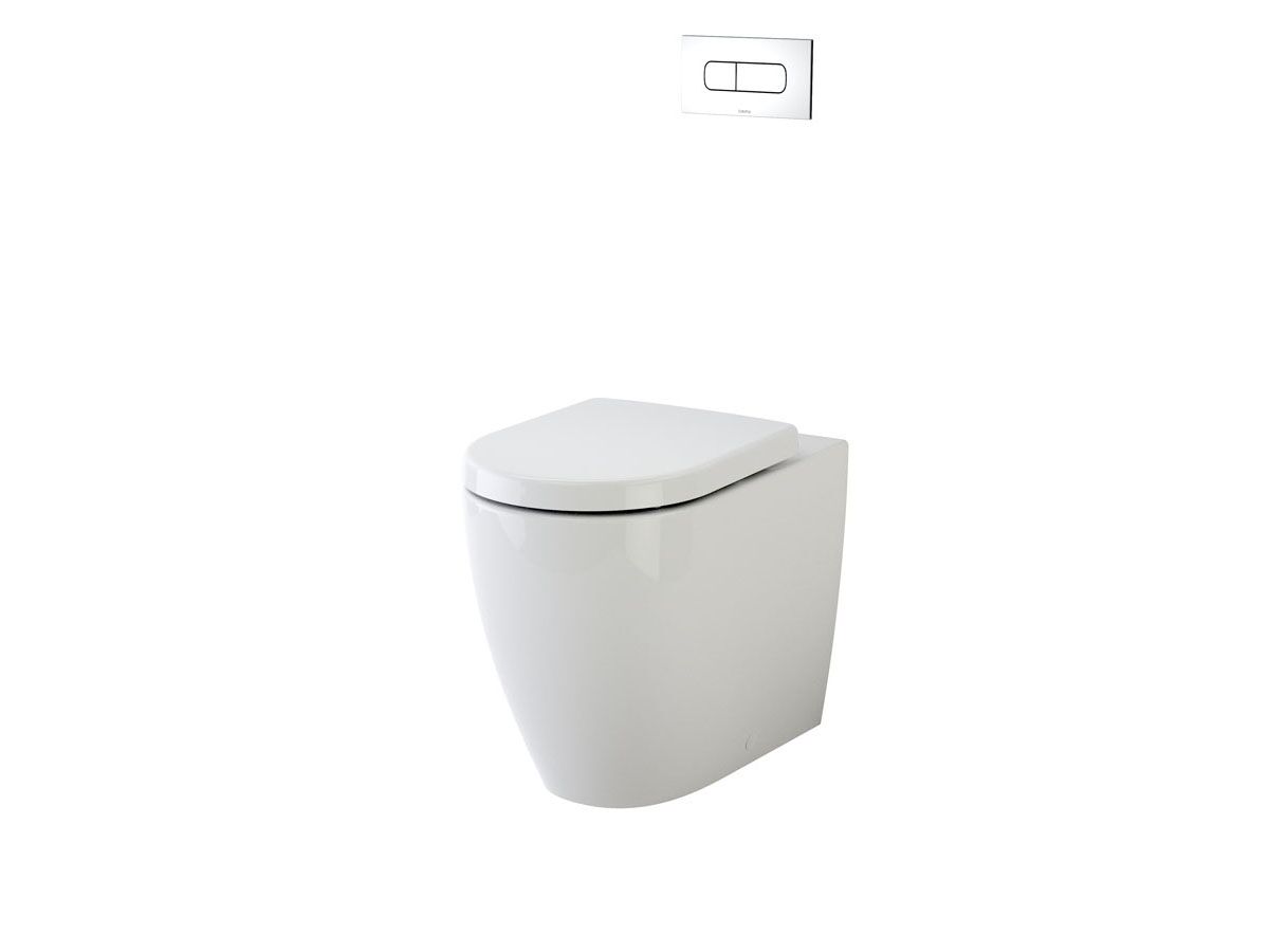 Caroma Forma Invisi Over Height Back To Wall Rimless Pan Toilet Suite with Inwall Dual Flush Cistern Button and Soft Close Quick Release Seat White (4 Star)