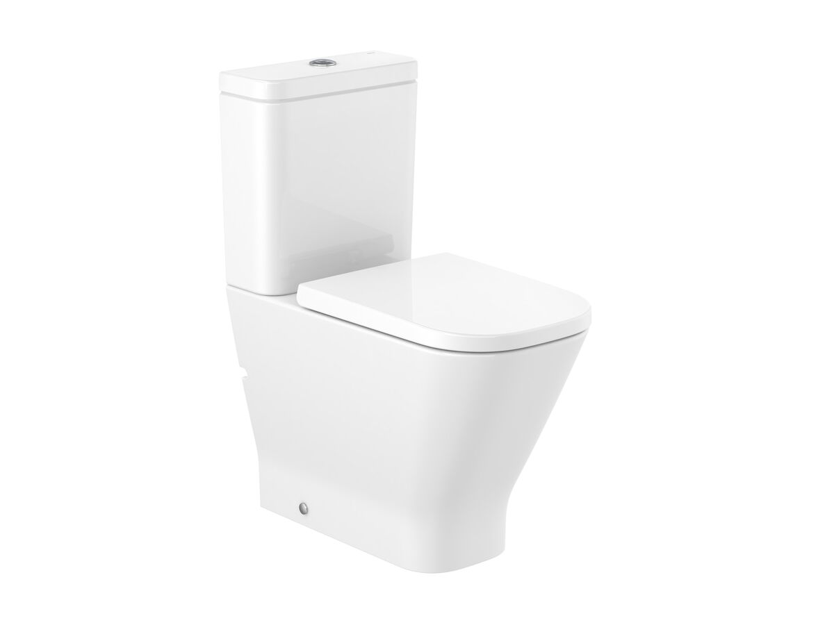 Roca The Gap Square Close Coupled Back to Wall Rimless Overheight Back Inlet Toilet Suite with Soft Close Quick Release Toilet Seat White (4 Star)