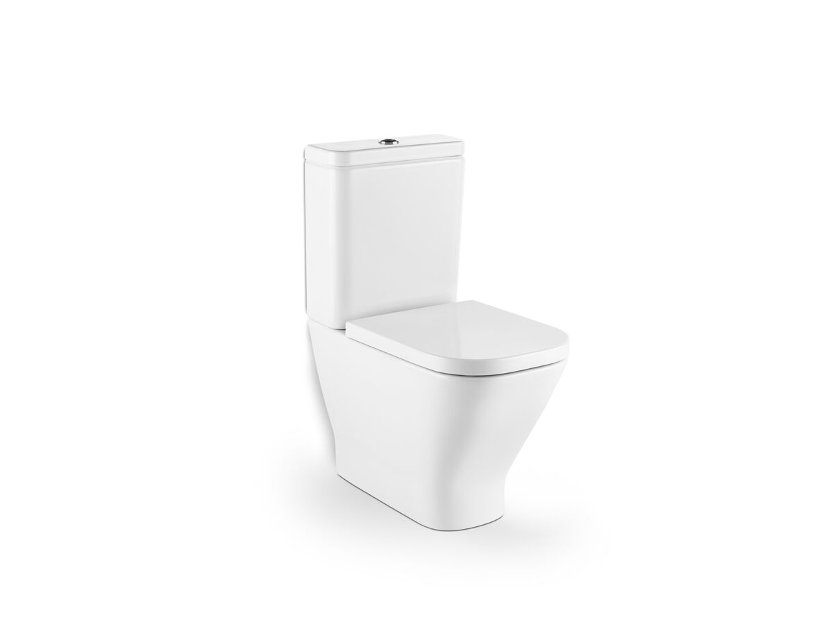 Roca The Gap Rimless Close Coupled Back to Wall Bottom Inlet Toilet Suite Soft Close Quick Release Seat White (4 Star)