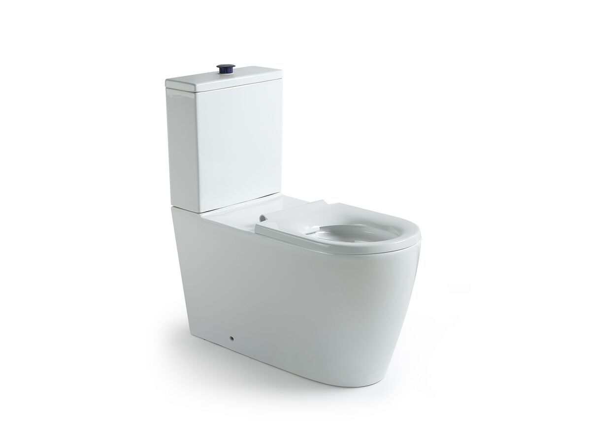 Wolfen 800 Close Coupled Back to Wall Rimless Toilet Suite with Single Flap Seat White (4 Star)