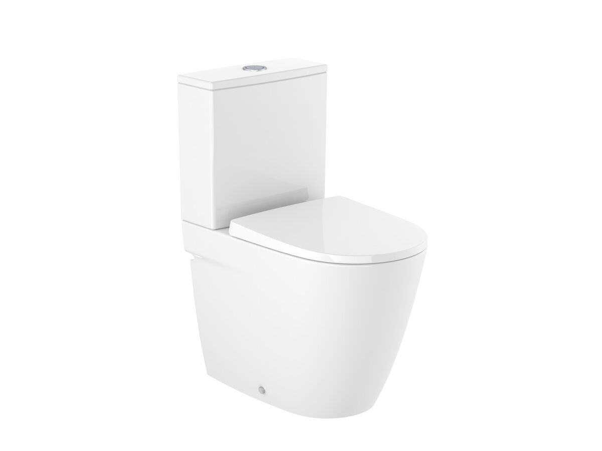 Roca Ona Close Coupled Back To Wall Rimless Back Inlet Toilet Suite with Soft Close Quick Release Toilet Seat White (4 Star)