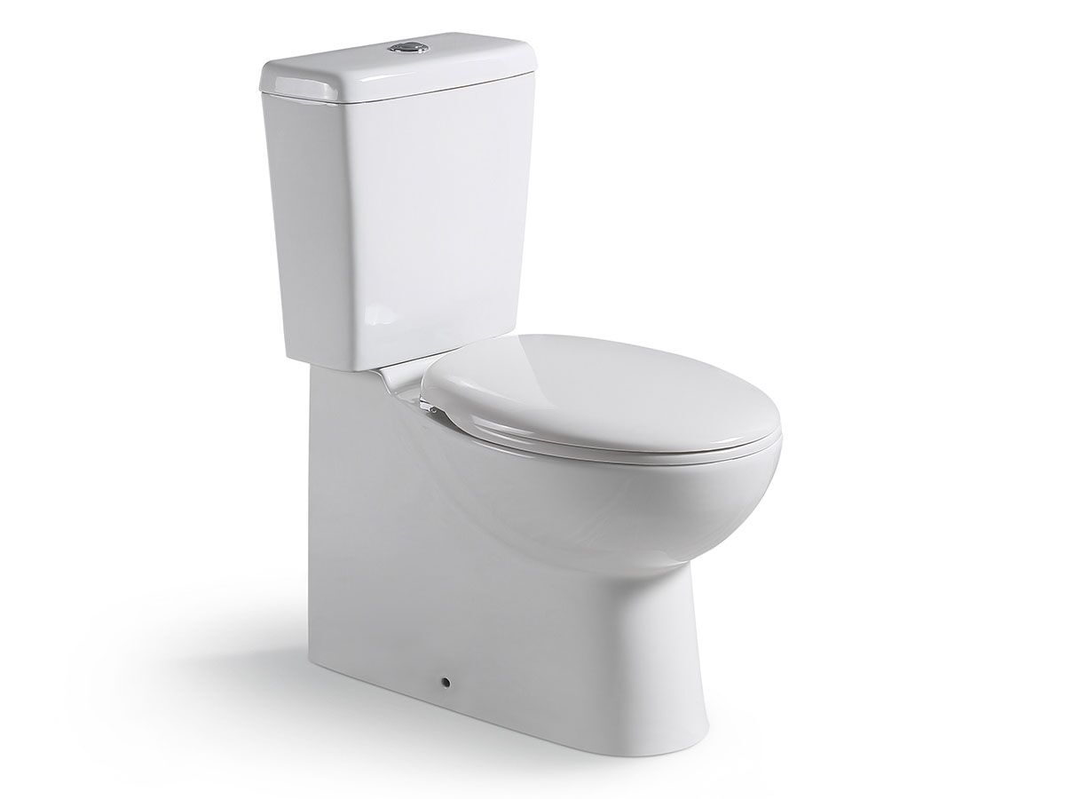 Posh Solus Square Close Coupled Back to Wall Bottom Inlet Toilet Suite S&P Trap Soft Close Quick Release Seat White/ Chrome (4 Star)