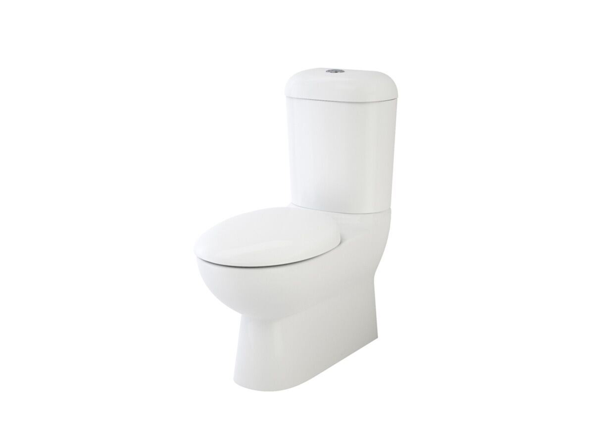 Caroma Leda Round Wall Faced Close Coupled Back Entry Toilet Suite with Soft Close Seat White (4 Star)