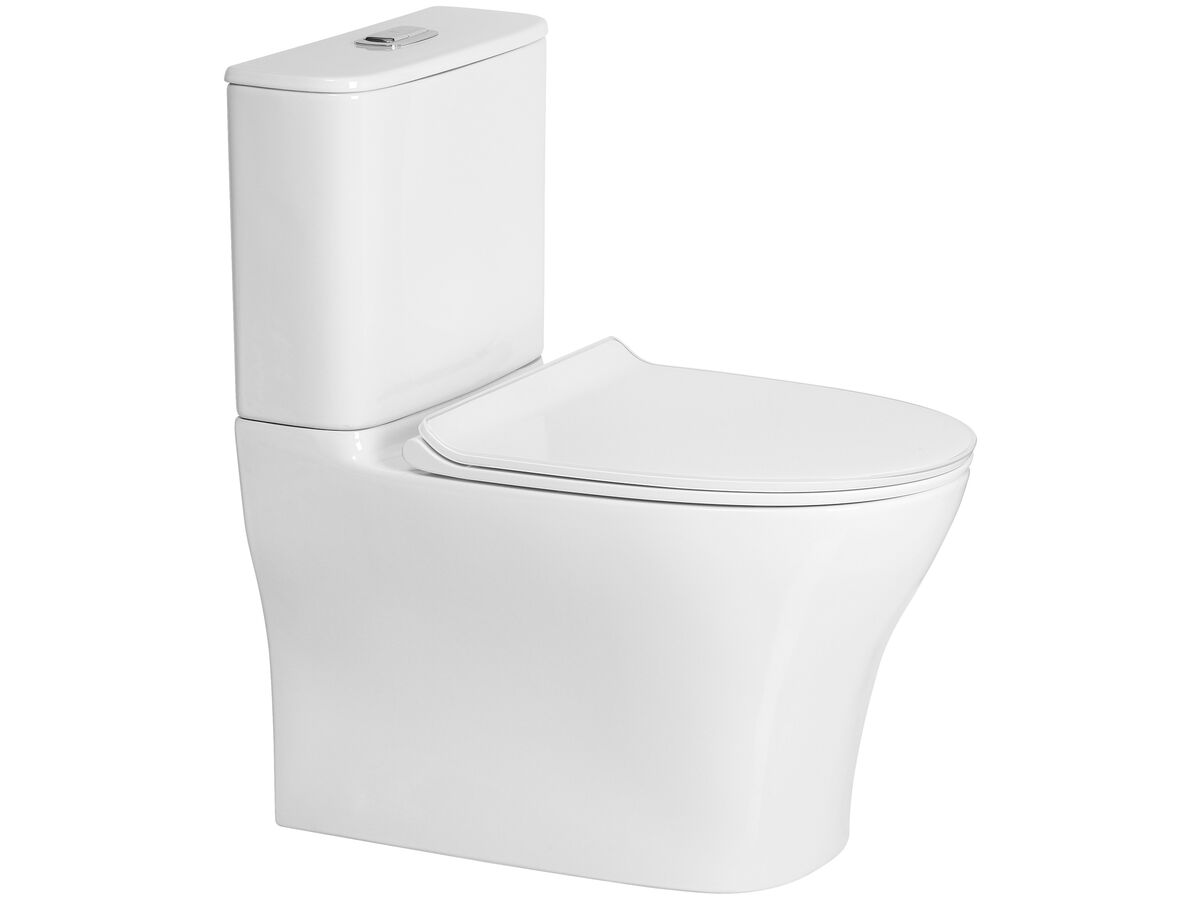 American Standard Signature Hygiene Rim Close Coupled Back to Wall Back Inlet Toilet Suite CrystaSleek with Soft Close Quick Release White Seat (4 Star)