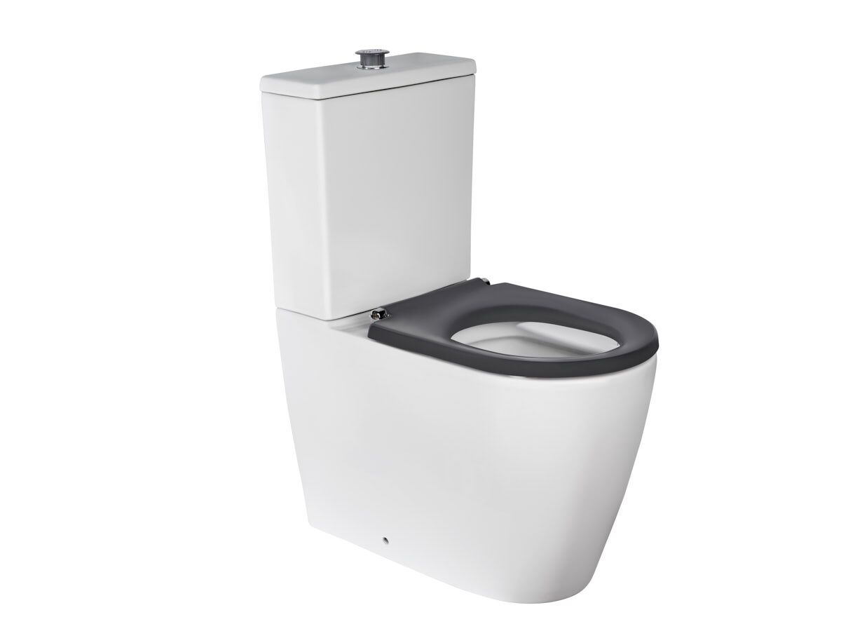 Wolfen Ambulant Close Coupled Back To Wall Rimless Toilet Suite Single Flap Seat Grey (4 Star)