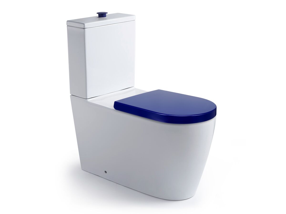 Wolfen 800 Close Coupled Back to Wall Rimless Toilet Suite with Double Flap Seat Blue (4 Star)