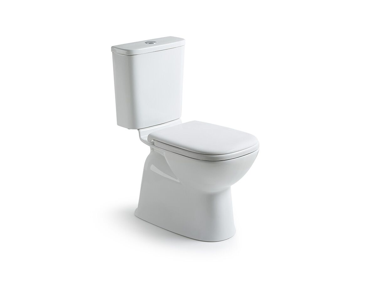 Posh Domaine Close Coupled Rimless Toilet Suite S Trap with Soft Close Quick Release Seat White Chrome (4 Star)