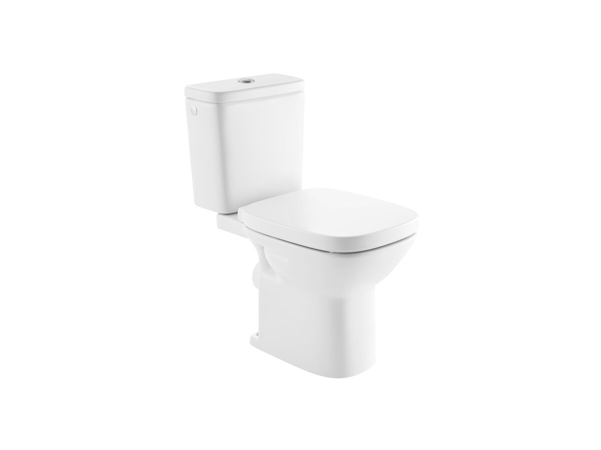 Roca Debba Close Coupled Toilet Suite P Trap Back Inlet With Soft Close Quick Release MK2 Seat White Chrome (4 Star)