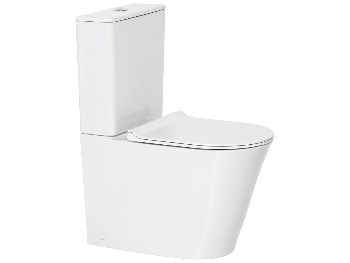 American Standard Heron Hygiene Rim Back Inlet Close Coupled Back to Wall Toilet Suite with Soft Close Quick Release Seat White (4 Star)